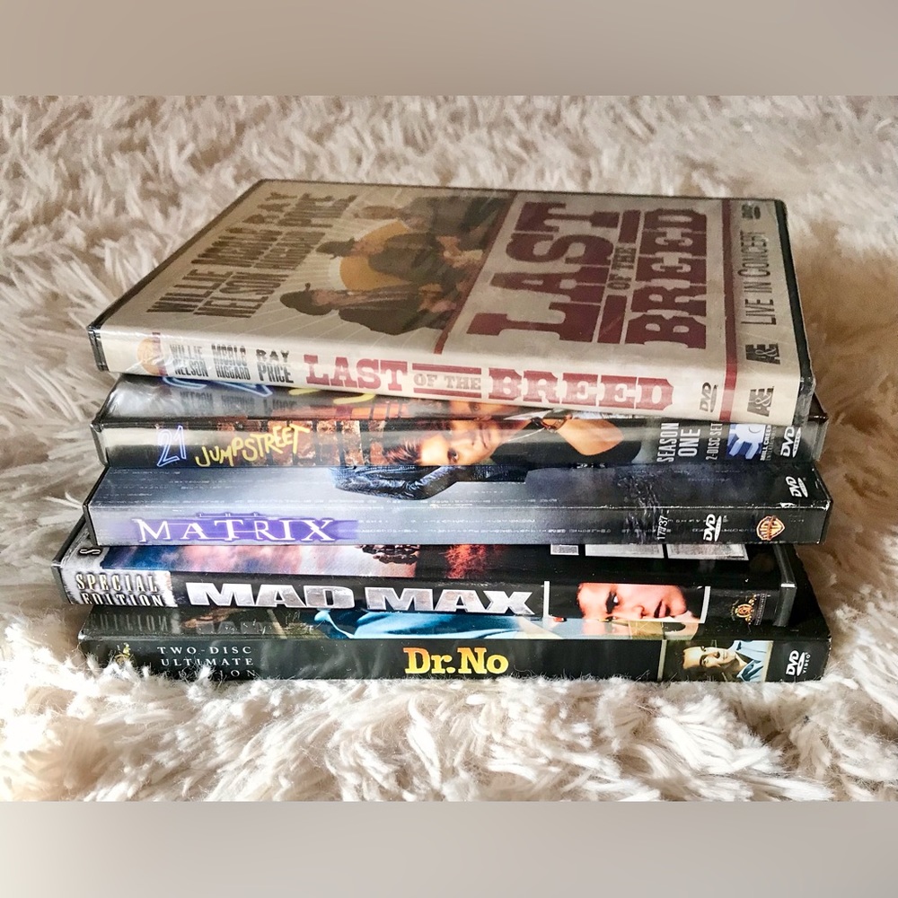 2/$10 Lot 5 MATRIX MAD MAX DR NO 007 21 JUMP STREET Movies For Men DVD & Cases